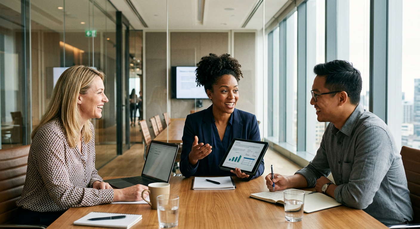 Cruise and destination executives meeting around a conference table